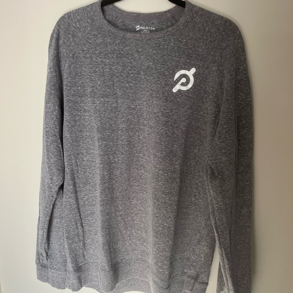 Peloton Heather Grey Long Sleeve Crewneck Sweater With Logo Size Large